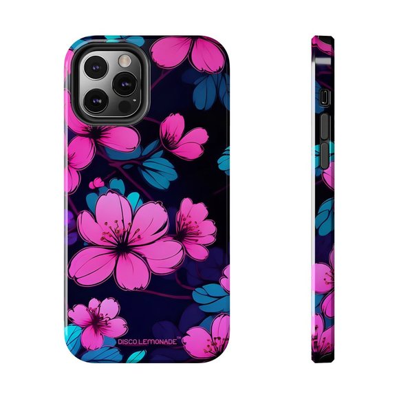 IPhone, DISCO LEMONADE Neon, Cherry Blossom, Sakura, Hot Pink,Tough Phone Case, - Picture 6 of 10